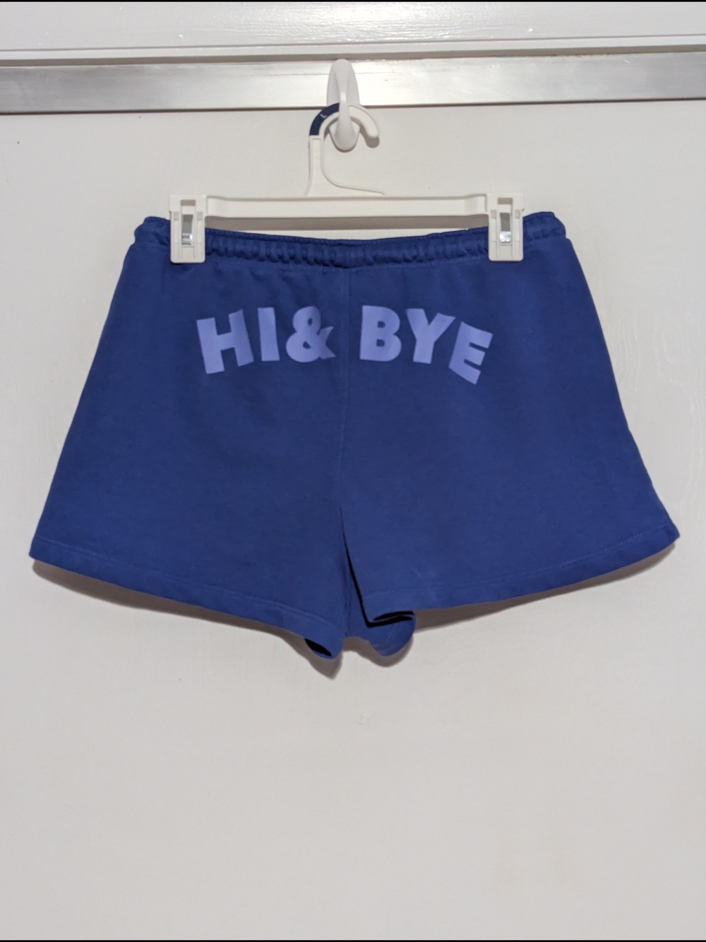 Women’s Athletic Lounge Shorts — Blue "HI & BYE"